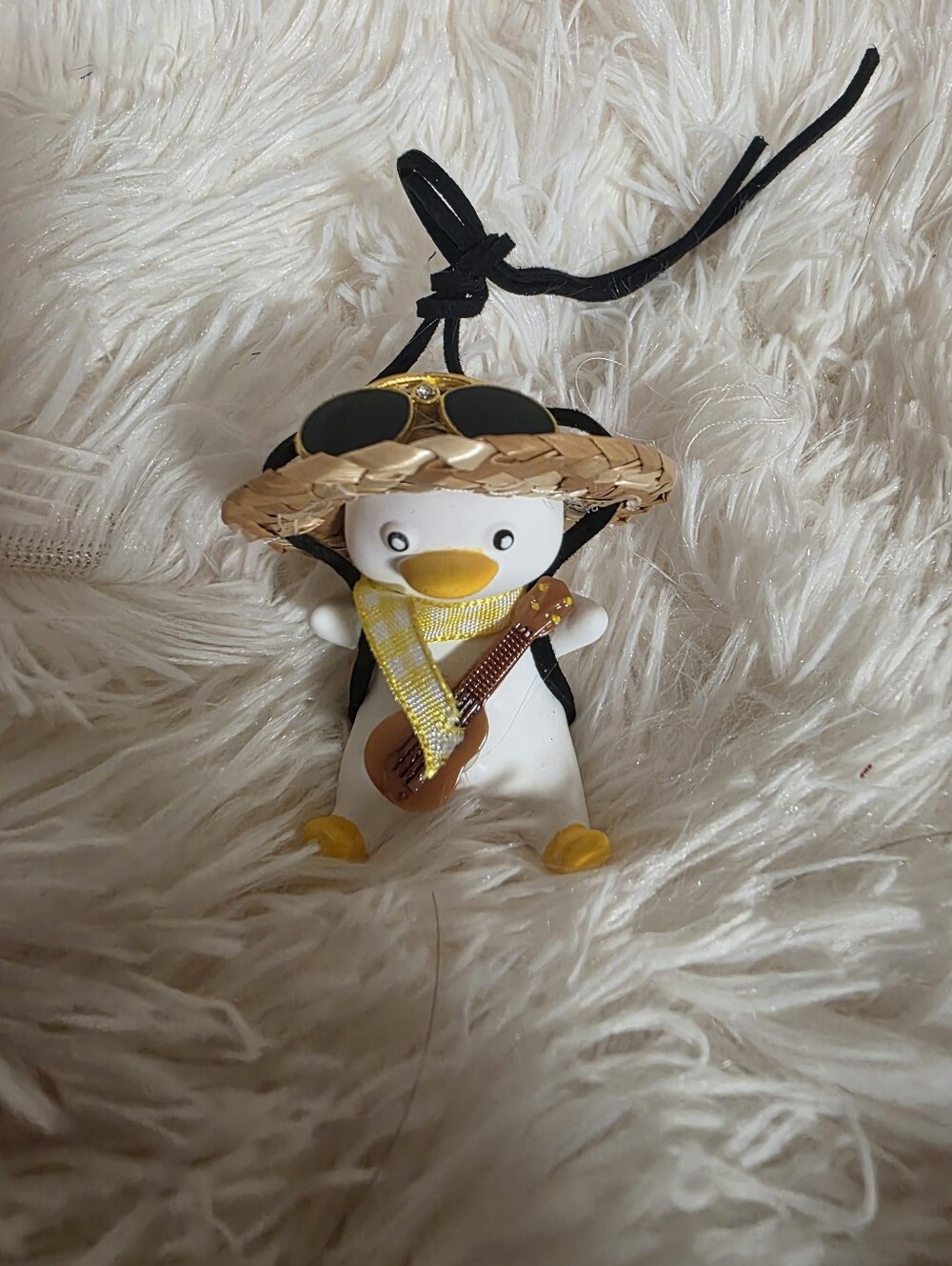 Cute Goose With Guitar And Straw Hat Swinging- For Rearview Mirror